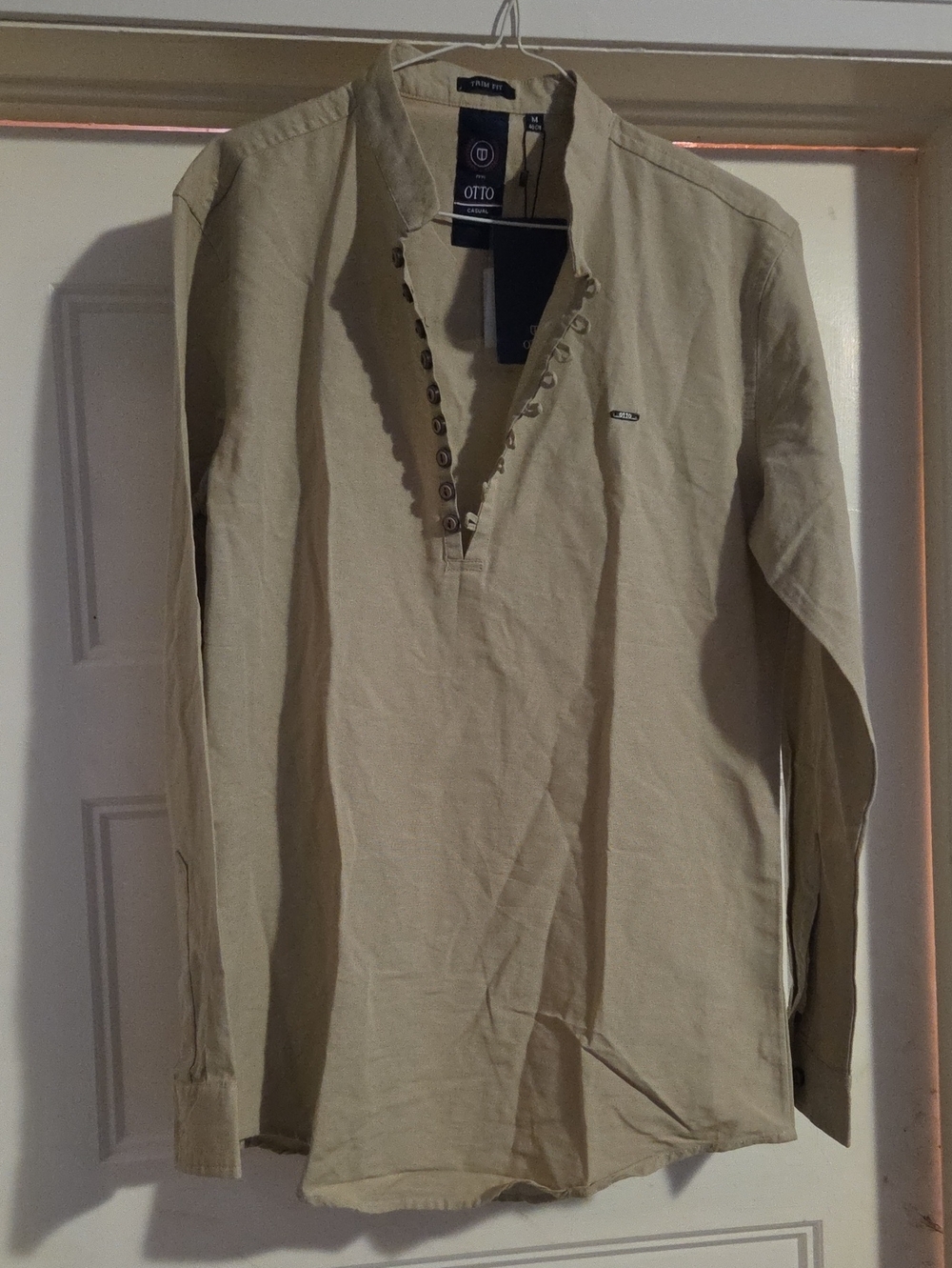 OTTO Men’s Long-Sleeve Khaki Henley Shirt